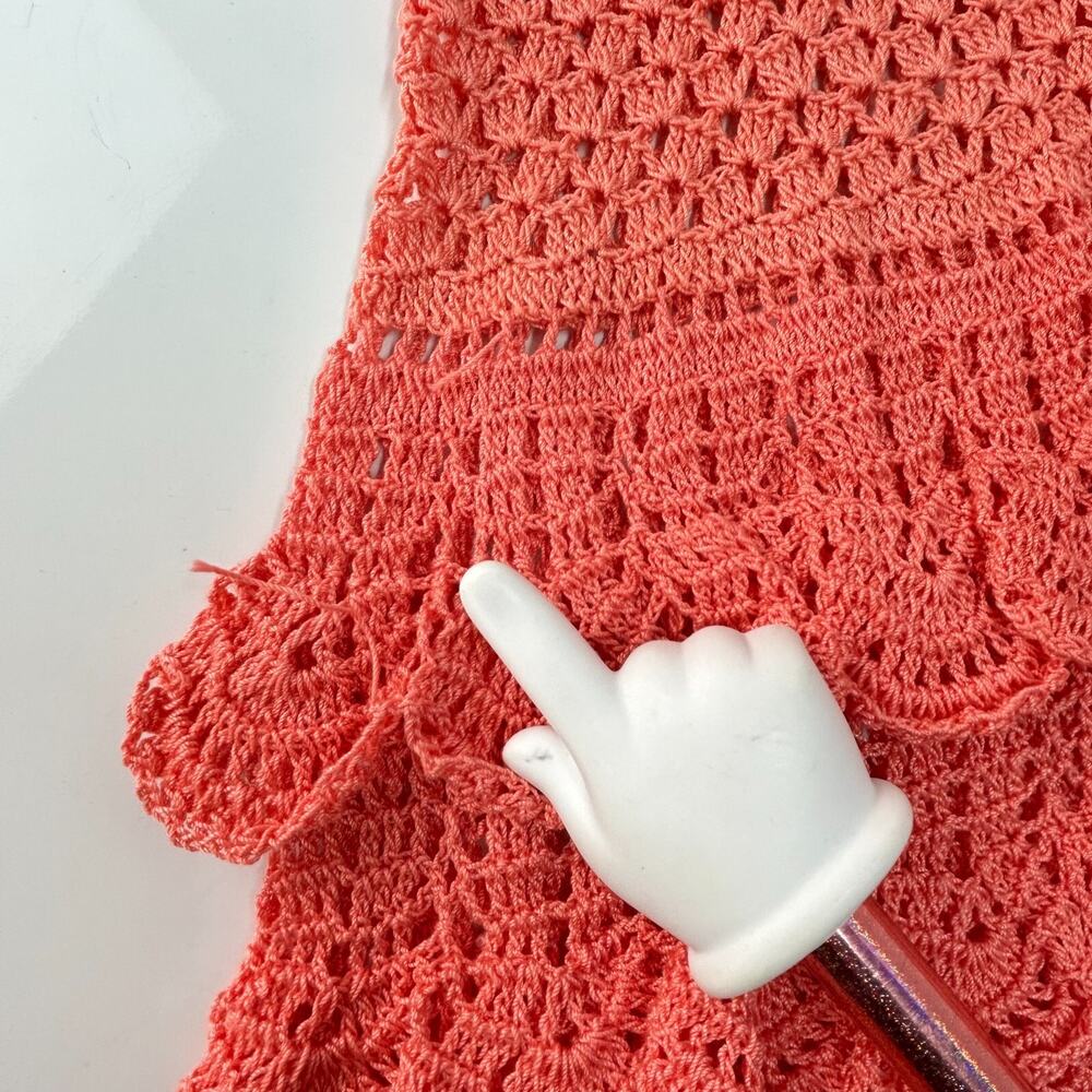 Handmade Crochet Ruffle Dress Girls Size 6 (30" Length) Pink Coral Sleeveless - Picture 10 of 13